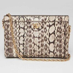 Gucci White/Black Snakeskin Ophidia Small Shoulder Bag